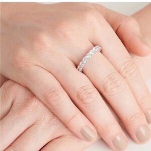 Platinum-Plated Sterling Silver Cubic Zirconia Eternity Ring